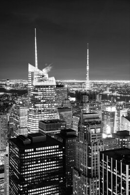 Черно-белые фотообои Ночная панорама города