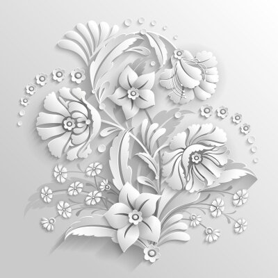 Фотообои Белые 3d цветы